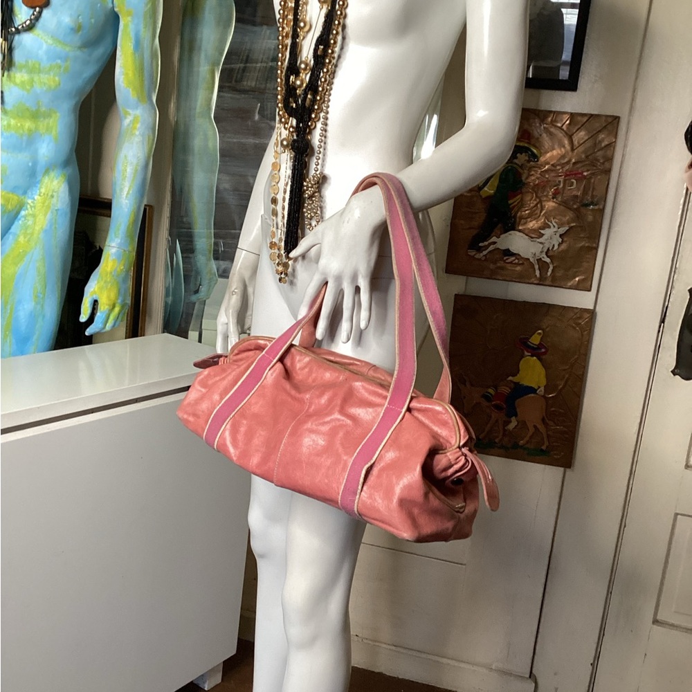 Bontibay pink leather  duffel bag purse